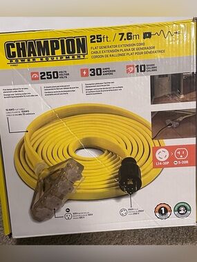 Champion 25 foot,
generator flat extension cord NWT.
